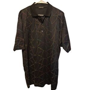 MEN'S 100% SILK ST. CROIX SHIRT BLACK WITH COLORED PATTERN SIZE L Large